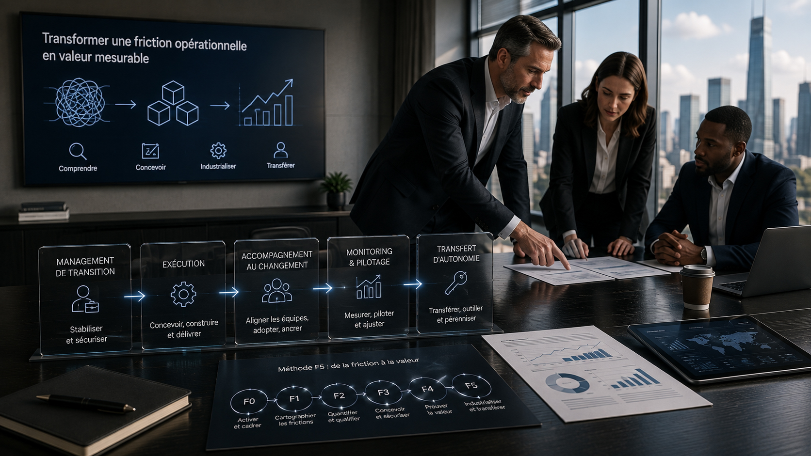 Équipe pluridisciplinaire coordonnant l’exécution d’une transformation et le transfert d’autonomie.